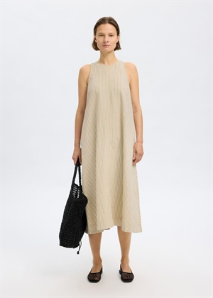 Johanne sl striped midi kjole Birch Stripes/Chestnut Selected Femme 